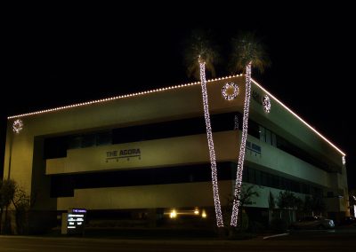 Office Building Holiday Perimeter Lighting and Decorations